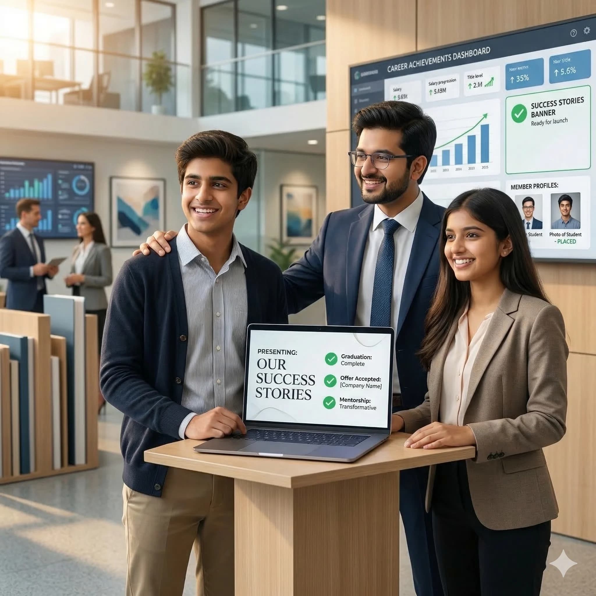 CueClarity students and professionals celebrating career success after mentorship sessions